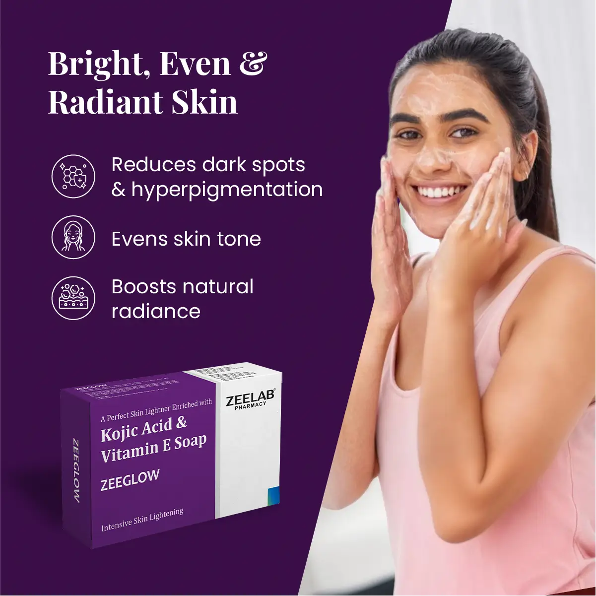 Zeeglow Kojic Acid & Vitamin E Soap | Helps Reduce Pigmentation & Uneven Tone
